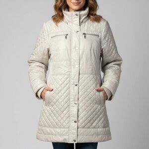 Guess Quilted Puffer Jacket - Cream - Size Large (Fits like Medium)